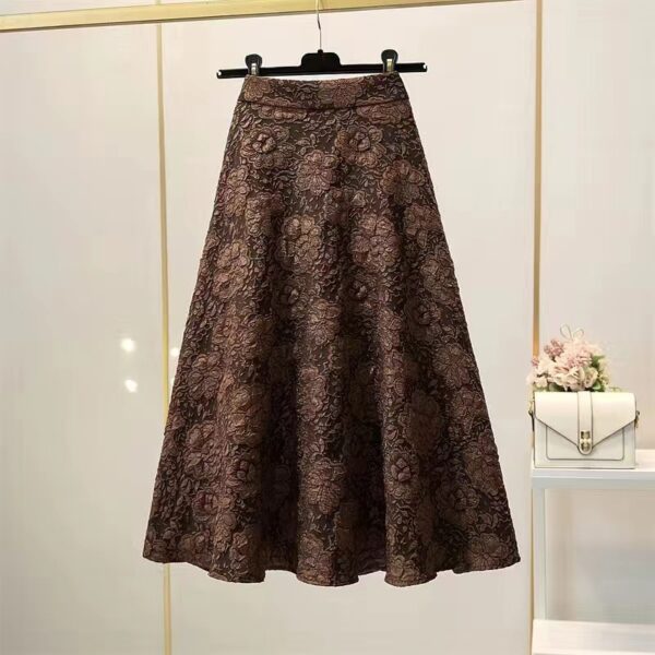 High Waist Hollow-out Floral Large Swing Umbrella Skirt - Image 4