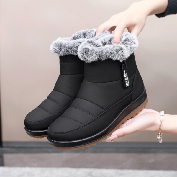 Winter Snow Boot With Side Zipper Fashion Warm Plush Ankle Boots Women's Fleece Short Shoes - Image 4