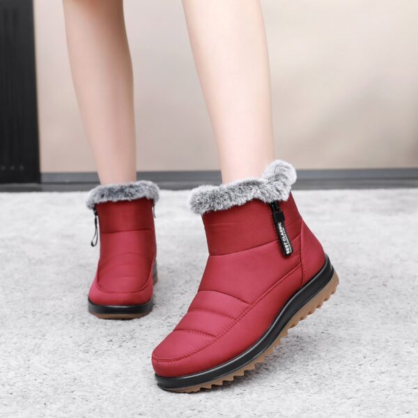 Winter Snow Boot With Side Zipper Fashion Warm Plush Ankle Boots Women's Fleece Short Shoes - Image 7