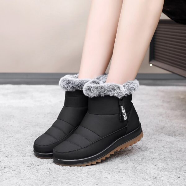 Winter Snow Boot With Side Zipper Fashion Warm Plush Ankle Boots Women's Fleece Short Shoes - Image 5