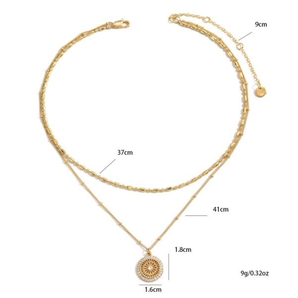 Elegant Gold Layered Necklace Set With Crystal Medallion  Pendant - Chic And Versatile Jewelry For Women - Image 5