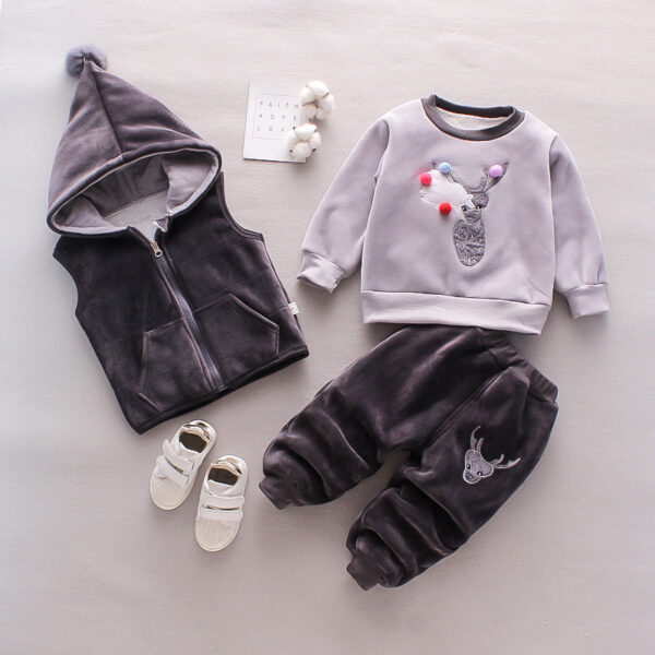 New Children's Clothing Winter Clothes For Boys Baby Thickening Three-piece Set - Image 8