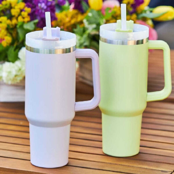 40 Oz Tumbler With Handle Straw Insulated, Stainless Steel Spill Proof Vacuum Coffee Cup Tumbler With Lid Tapered Mug Gifts For Valentine Lover Suitable For Car Gym Office Travel - Image 3