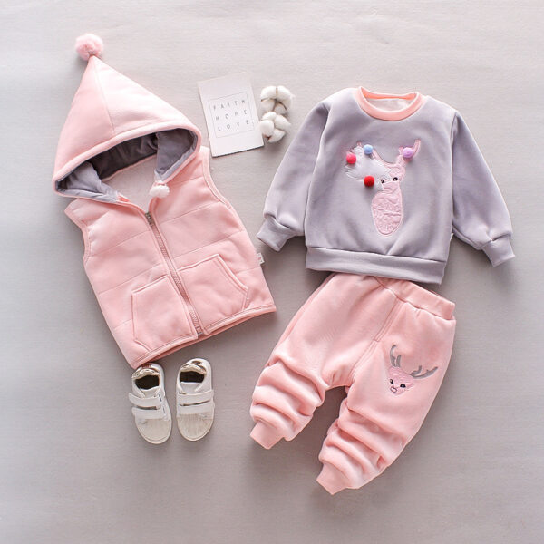 New Children's Clothing Winter Clothes For Boys Baby Thickening Three-piece Set - Image 4