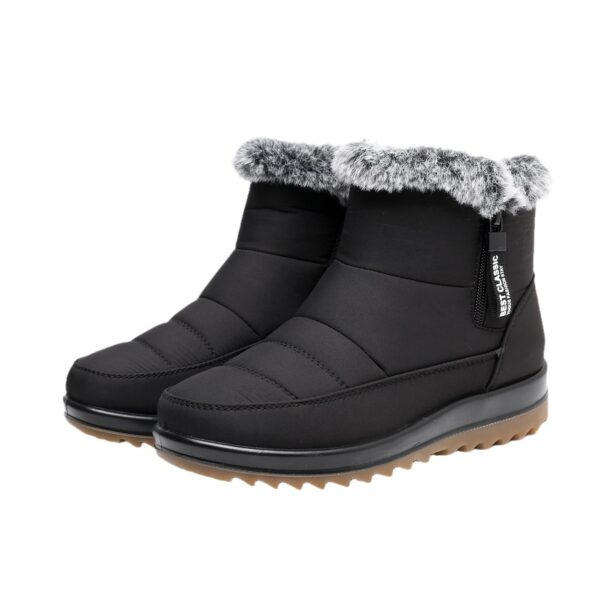 Winter Snow Boot With Side Zipper Fashion Warm Plush Ankle Boots Women's Fleece Short Shoes - Image 3