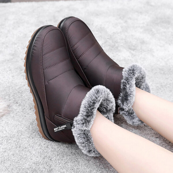 Winter Snow Boot With Side Zipper Fashion Warm Plush Ankle Boots Women's Fleece Short Shoes - Image 2