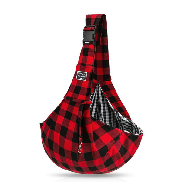 Pet Supplies Red And Black Plaid Shoulder Strap Adjustable Buckle Single-shoulder Bag - Image 2