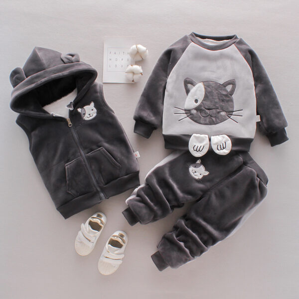 New Children's Clothing Winter Clothes For Boys Baby Thickening Three-piece Set - Image 7