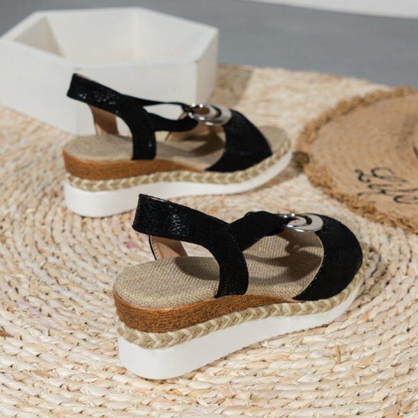 Women's Peep Toe Serpentine Wedges Sandals With Circle Design Casual Summer Shoes - Image 7