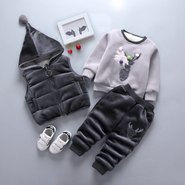 New Children's Clothing Winter Clothes For Boys Baby Thickening Three-piece Set - Image 5