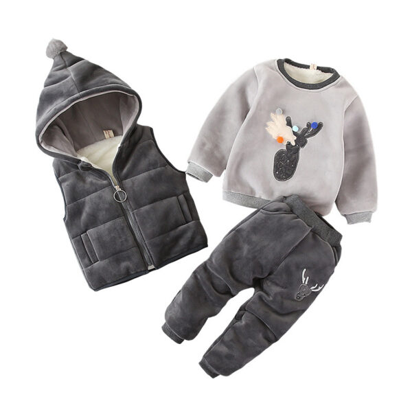 New Children's Clothing Winter Clothes For Boys Baby Thickening Three-piece Set - Image 10