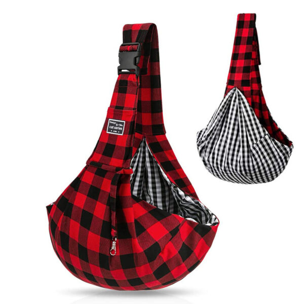 Pet Supplies Red And Black Plaid Shoulder Strap Adjustable Buckle Single-shoulder Bag - Image 3