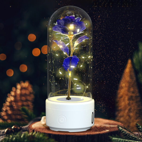 Creative 2 In 1 Rose Flowers LED Light And Bluetooth-compatible Speaker Valentine's Day Gift Rose Luminous Night Light Ornament In Glass Cover - Image 10