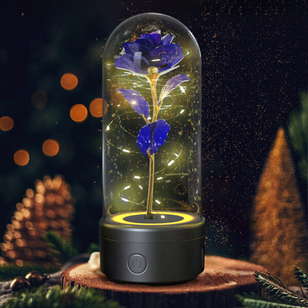 Creative 2 In 1 Rose Flowers LED Light And Bluetooth-compatible Speaker Valentine's Day Gift Rose Luminous Night Light Ornament In Glass Cover - Image 6
