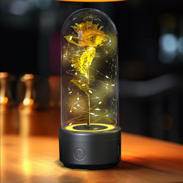 Creative 2 In 1 Rose Flowers LED Light And Bluetooth-compatible Speaker Valentine's Day Gift Rose Luminous Night Light Ornament In Glass Cover - Image 4