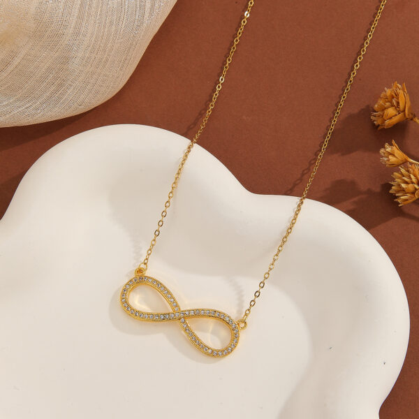 1pcs Simple Exquisite Inlaid Sparkling Diamond Symbol 8,Letter Love Pendant Necklace, Suitable For Women's Daily Wear, A Holiday Gift For Wives And Mothers - Image 5