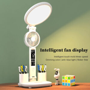 USB LED Clock Table Lamp with Foldable Design
